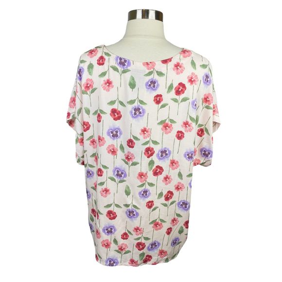 Bobeau Floral Tie Up Button Down Blouse - Size Large - Picture 4 of 5